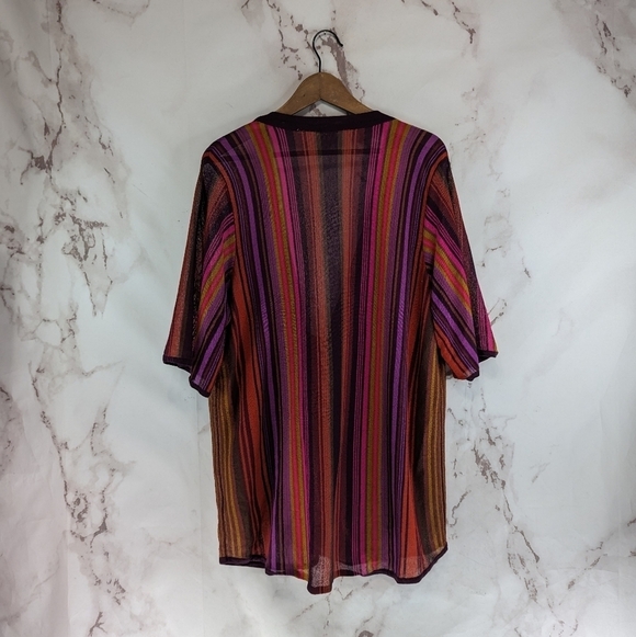 Soft Surroundings Top Women 2X Pink Striped Wrap Tie Cardigan Bella Donna - Picture 5 of 12